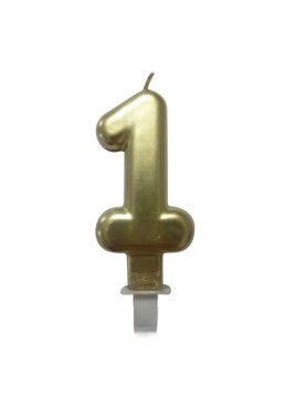 Bougie Chiffre 1 Doré 7 cm