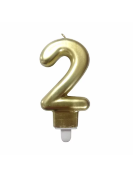 Bougie Chiffre 2 Doré 7 cm