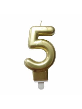 Bougie Chiffre 5 Doré 7 cm