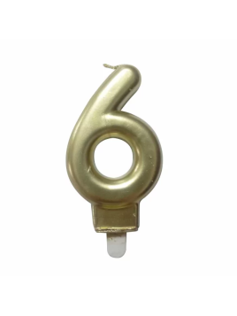 Bougie Chiffre 6 Doré 7 cm