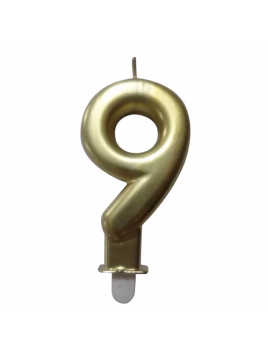 Bougie Chiffre 9 Doré 7 cm