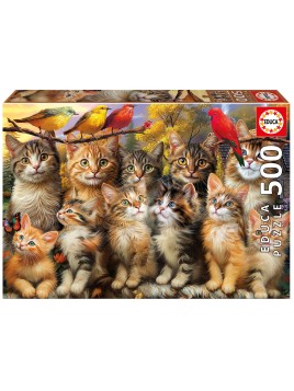 Puzzle Chatons Et Oiseaux...