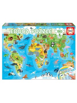 Puzzle Mappemonde Animaux...